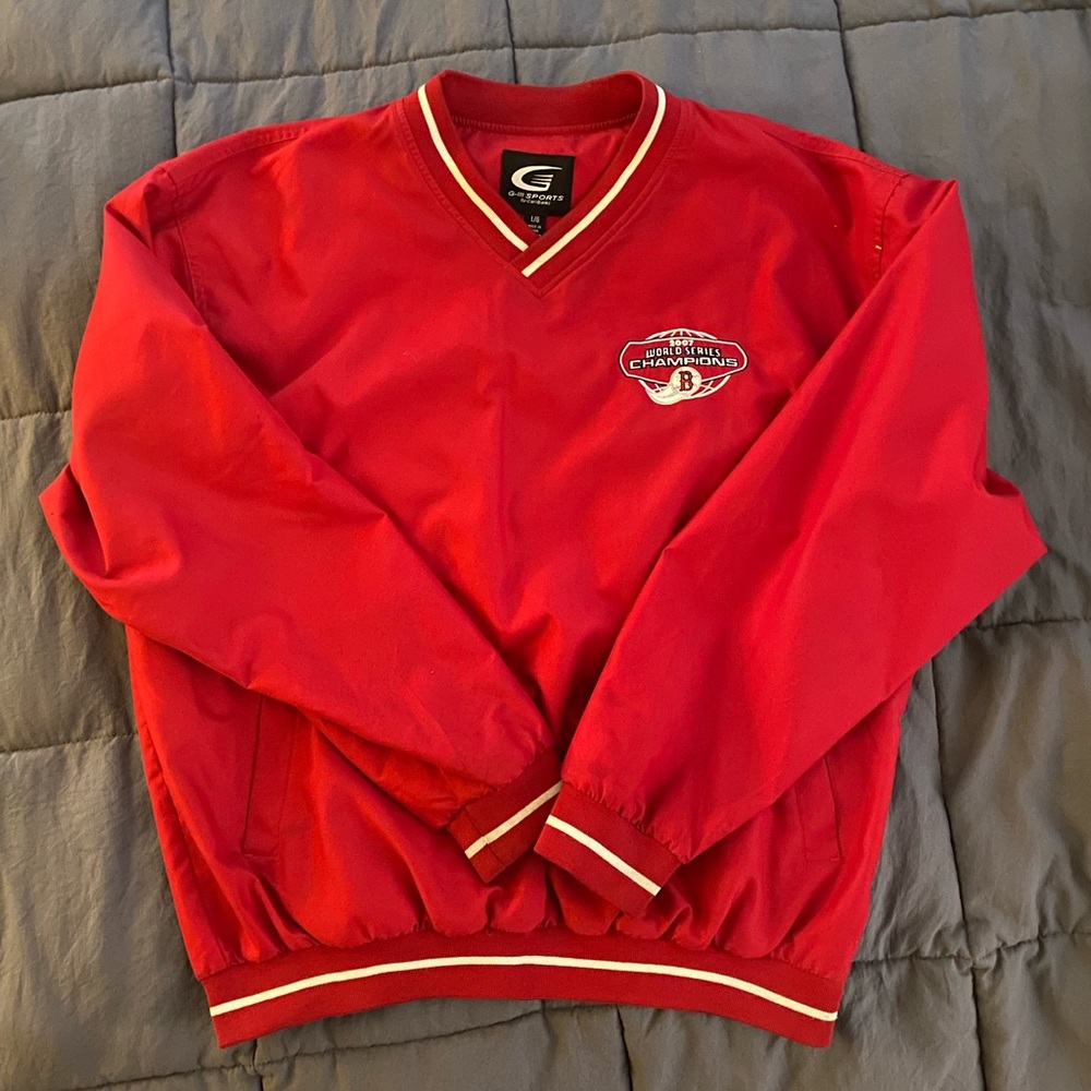 Boston Red Sox 2007 Baseball World Series Windbreaker Pullover V Neck Jacket